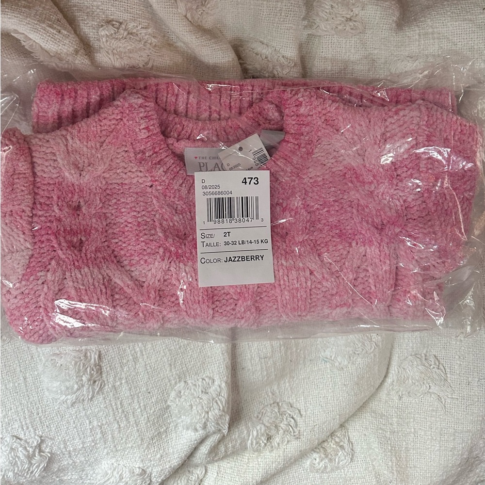 The Children's PLACE Toddler Girls Ombre Cable Knit Chenille Sweater-Jazzberry - Picture 4 of 4